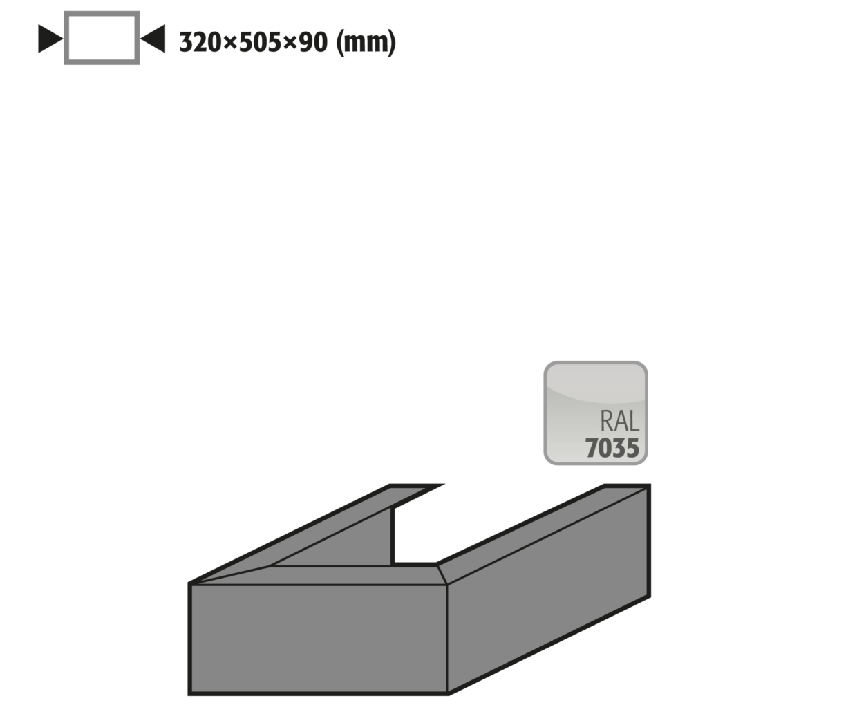 Adapter für Umluftfilteraufsatz UFA, Höhe = 90 mm für Sicherheitsschränke XL90/VBF.(T)197, lackiertes Stahlblech, Breite 1555 mm Adapter für Umluftfilteraufsatz UFA, Höhe = 90 mm für Sicherheitsschränke XL90/VBF.(T)197, lackiertes Stahlblech, Breite 1555 mm