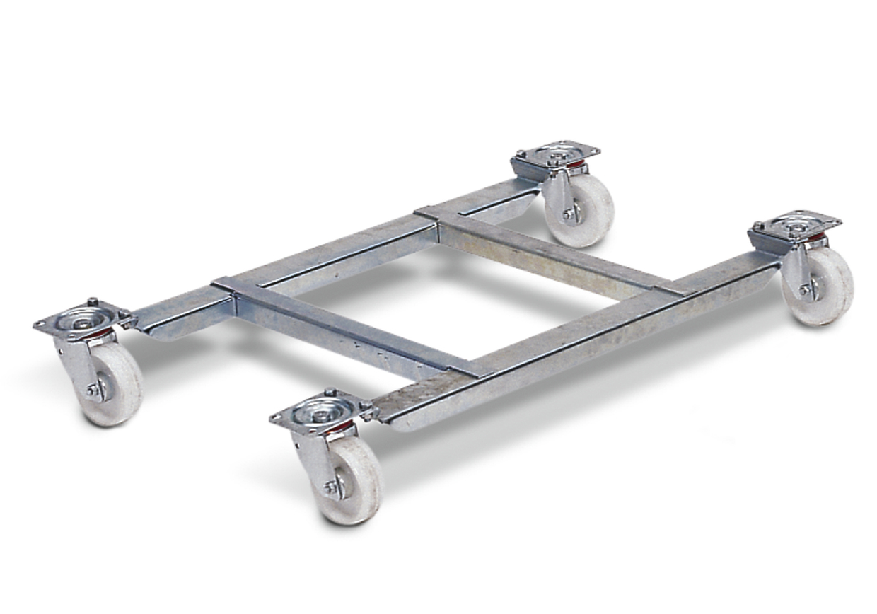 Rollensatz Rollensatz ohne Rahmen für Streugutbehälter V 100/200 Liter, verzinkter Stahl Rollensatz Rollensatz ohne Rahmen für Streugutbehälter V 100/200 Liter, verzinkter Stahl