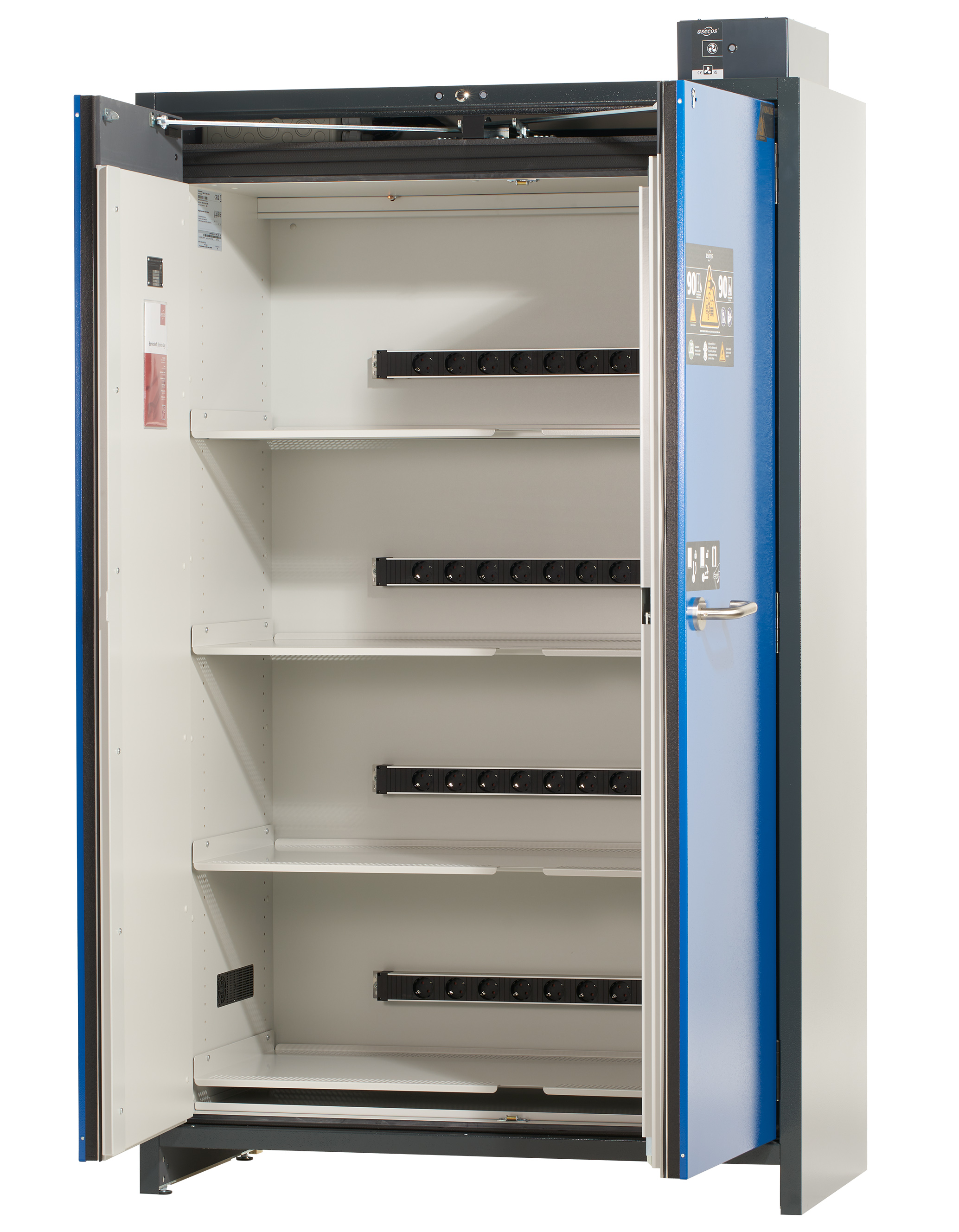Akku-Ladeschrank Typ 90, 120 cm breit, 2 Türen – asecos ION-PRO-90