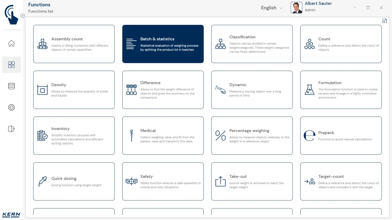 KERN EasyTouch SET-16 Batch and Statistics