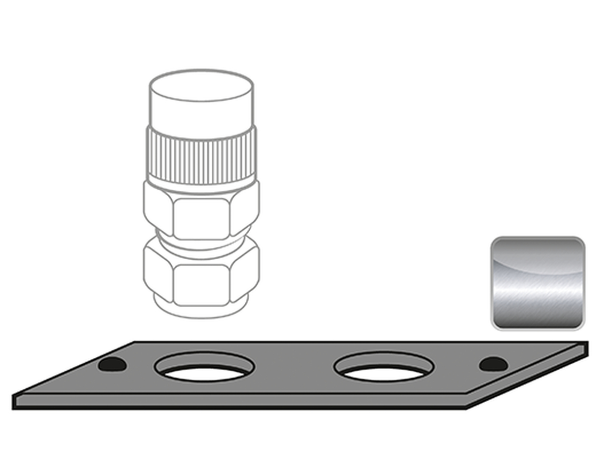 Durchführung Vorbereitung Ermeto-Verschraubung für Sicherheitsschränke G30/G90, pulverbeschichtetes Stahlblech Lichtgrau RAL 7035, Breite 600/1200 mm, für G30/G90 Durchführung Vorbereitung Ermeto-Verschraubung für Sicherheitsschränke G30/G90, pulverbeschichtetes Stahlblech Lichtgrau RAL 7035, Breite 600/1200 mm, für G30/G90