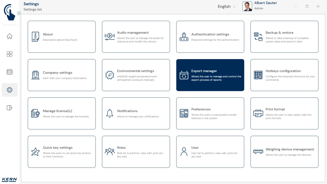 KERN EasyTouch SET-37 Export Manager