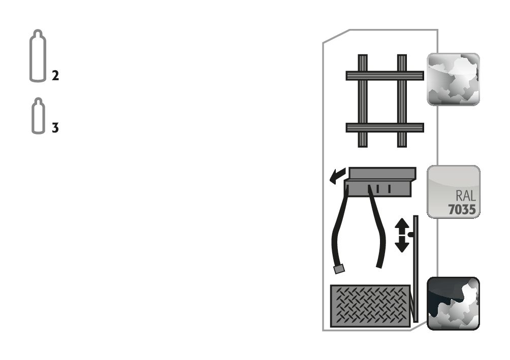 Komfortinneneinrichtung bestehend aus Montageschienen, Einrollklappe (L=350 mm) mit Gaszugfeder, Flaschenhalter inkl. Spanngurten für Sicherheitsschränke G90, verzinktes und pulverbeschichtetes Stahlblech, Breite 600 mm, Art.-Nr. 30783 Komfortinneneinrichtung bestehend aus Montageschienen, Einrollklappe (L=350 mm) mit Gaszugfeder, Flaschenhalter inkl. Spanngurten für Sicherheitsschränke G90, verzinktes und pulverbeschichtetes Stahlblech, Breite 600 mm, Art.-Nr. 30783