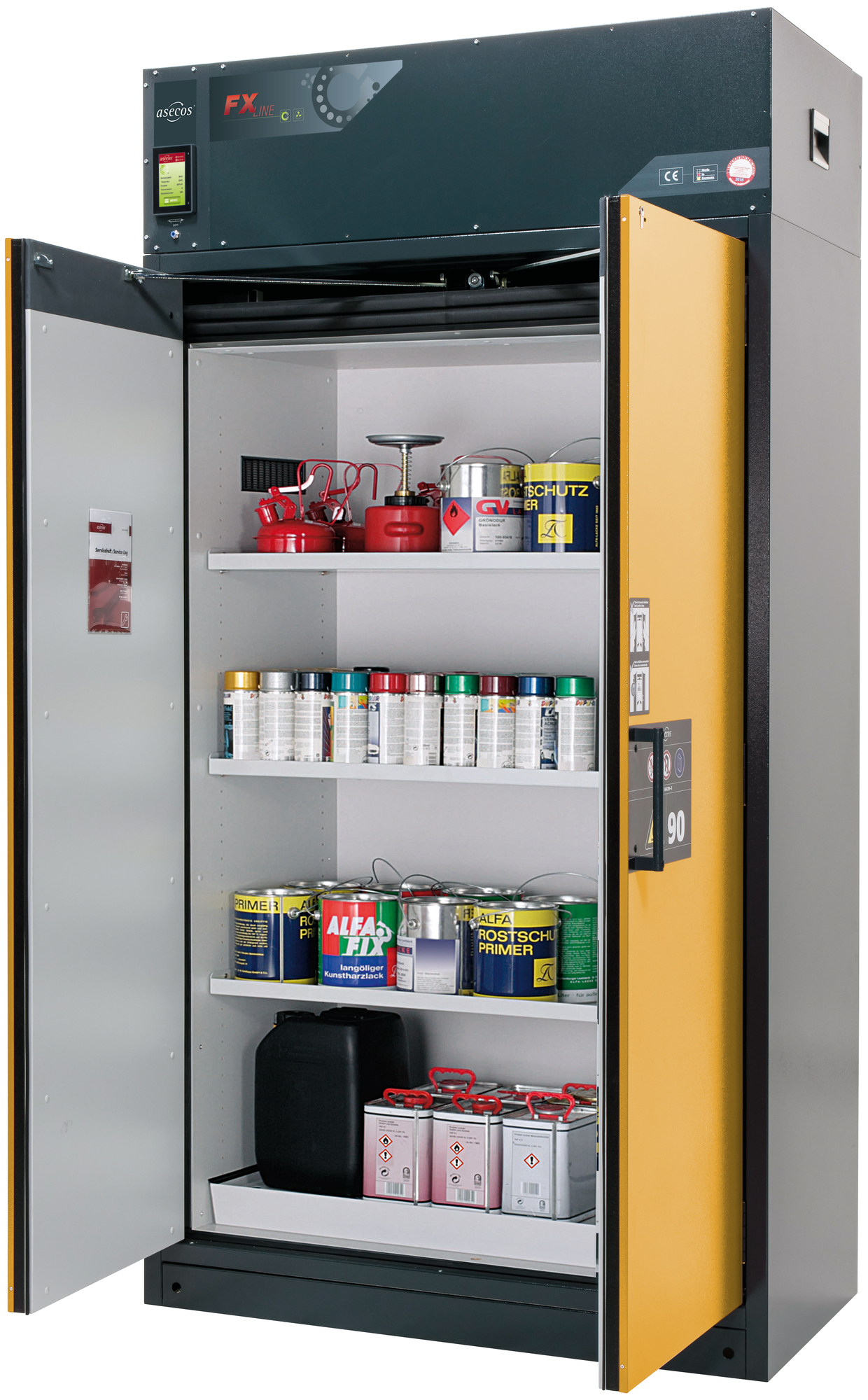 Umluftfilterschrank Typ 90, 120 cm breit, 2 Flügeltüren mit Feststellung und Schließautomatik – asecos FX-PEGASUS-90 Umluftfilterschrank Typ 90, 120 cm breit, 2 Flügeltüren mit Feststellung und Schließautomatik – asecos FX-PEGASUS-90