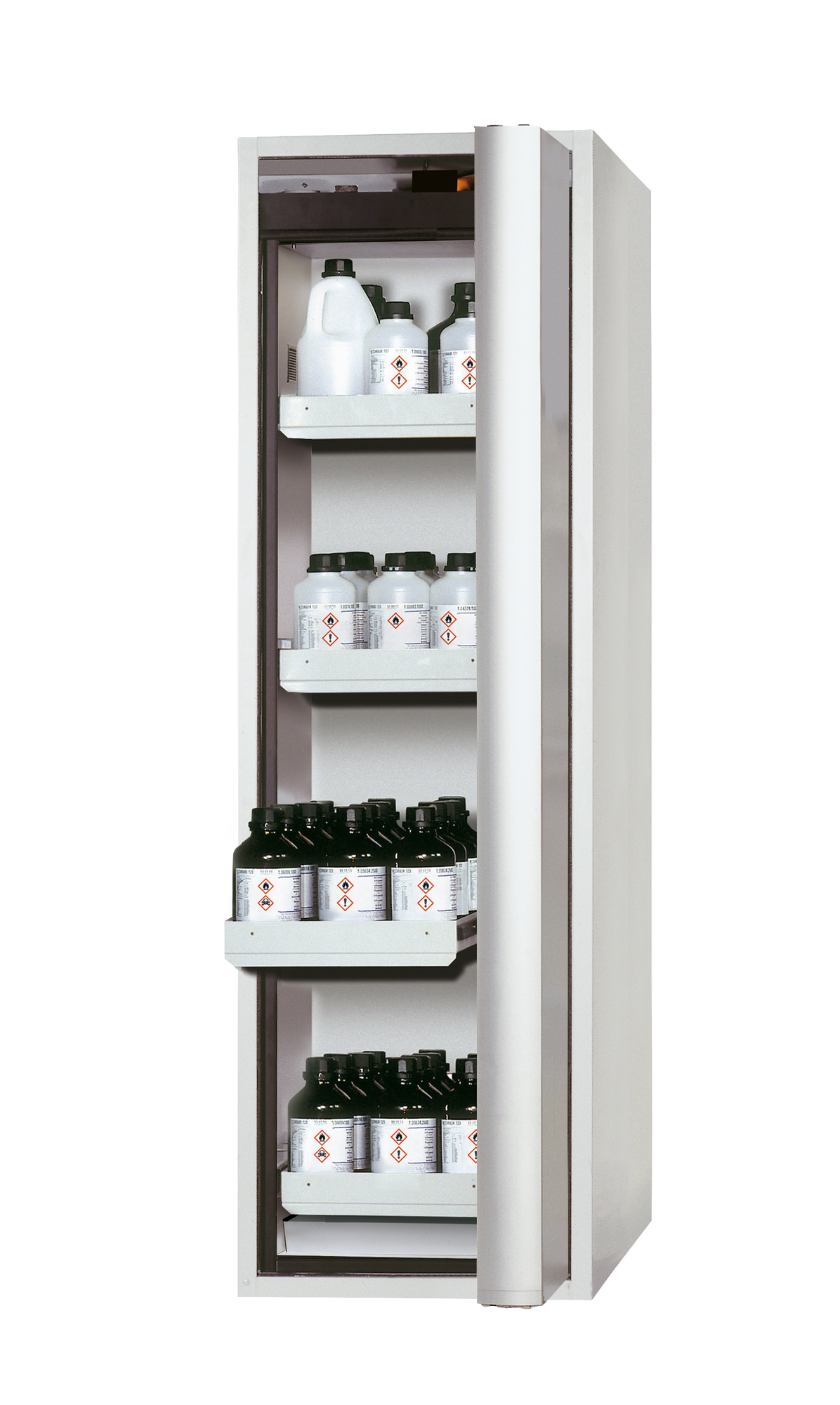 Sicherheitsschrank Typ 90, 60 cm breit, 75 cm tief, 1 Falttür mit Türfeststellung, Türanschlag rechts – asecos S-PHOENIX-90 Sicherheitsschrank Typ 90, 60 cm breit, 75 cm tief, 1 Falttür mit Türfeststellung, Türanschlag rechts – asecos S-PHOENIX-90