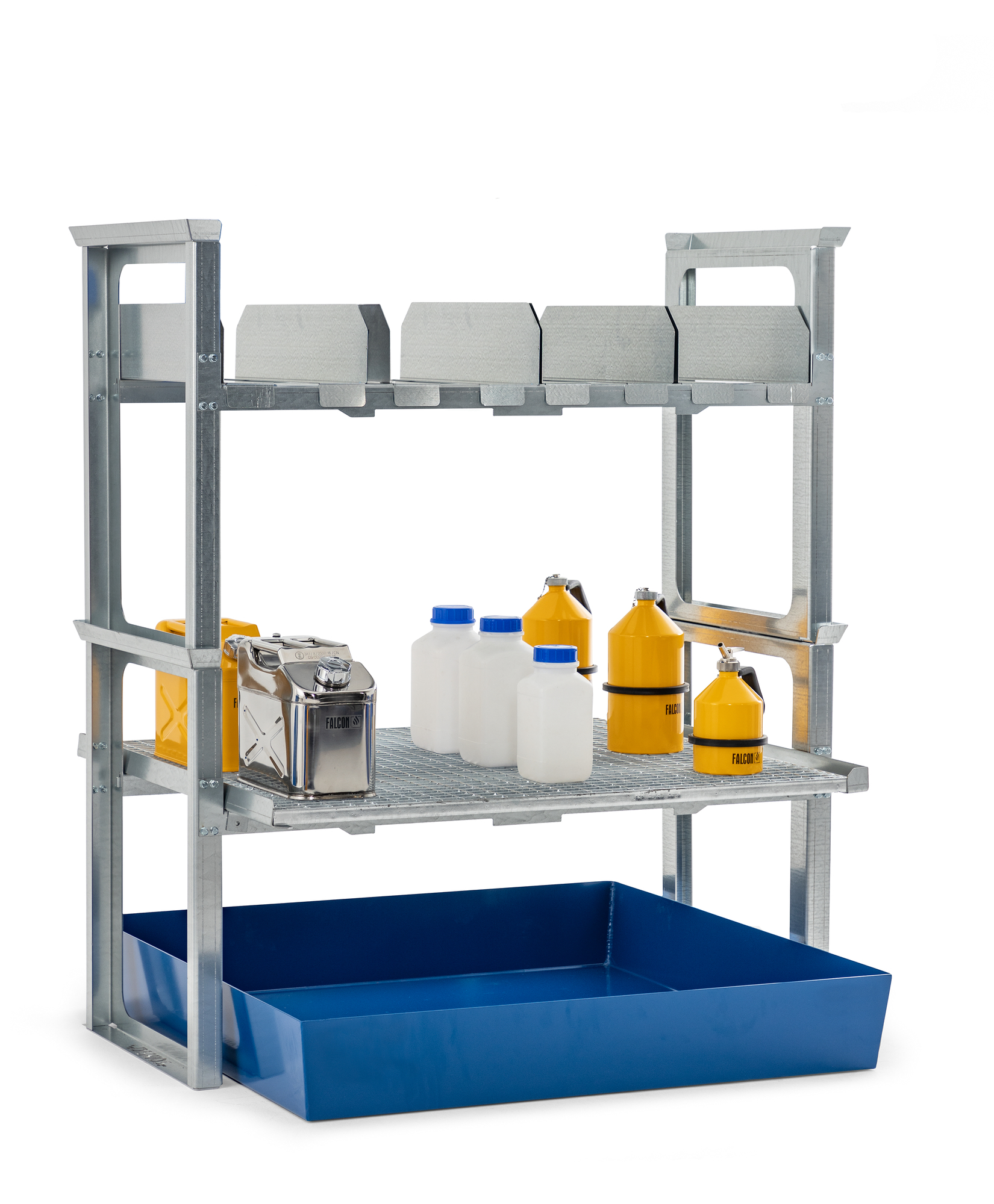 Abfüll-/Lagerstation, Stahl, für 5 x 20 oder 4 x 30 oder 3 x 60-L-Kanister + Kleingebinde, Maße 1429x1210x1637 mm