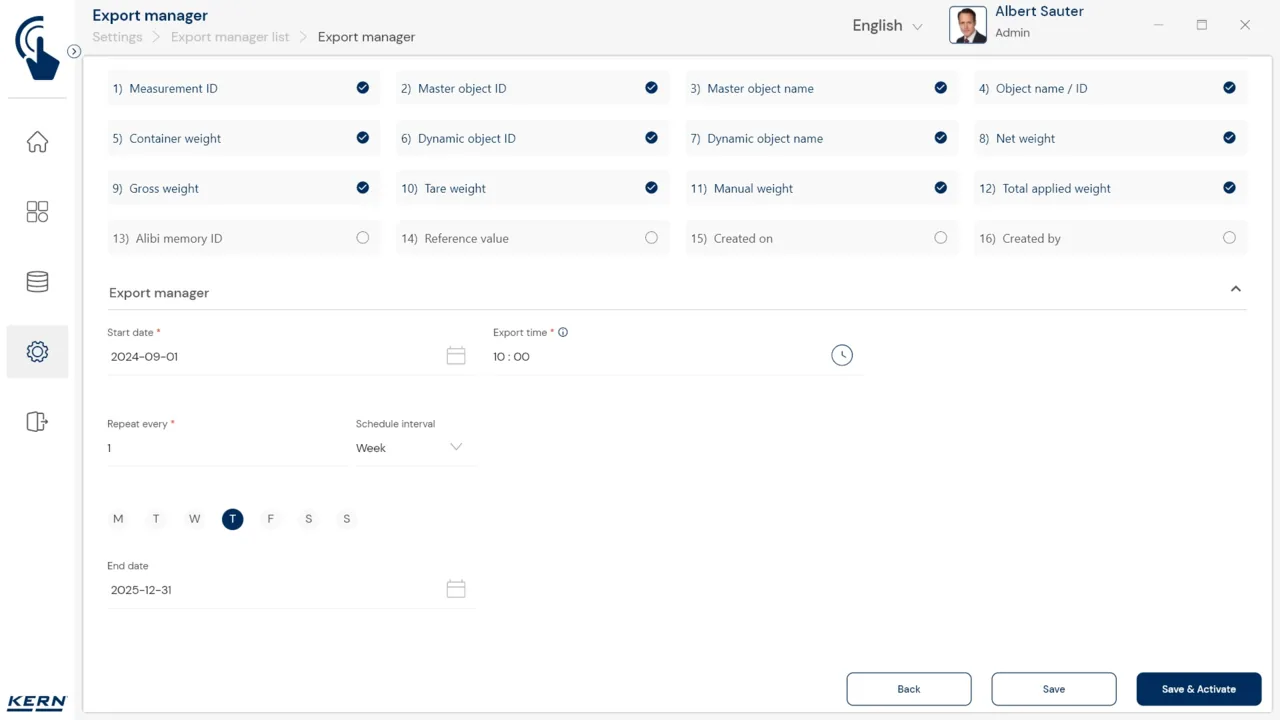 KERN EasyTouch SET-37 Export Manager KERN EasyTouch SET-37 Export Manager