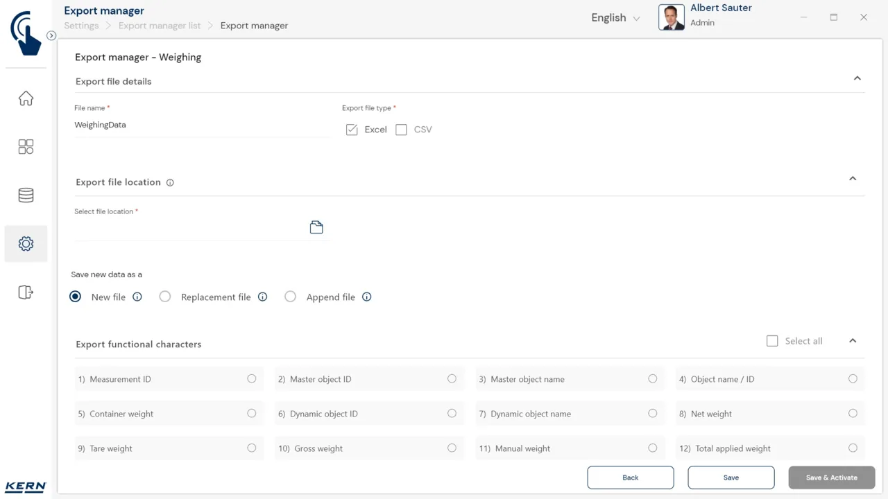 KERN EasyTouch SET-37 Export Manager KERN EasyTouch SET-37 Export Manager