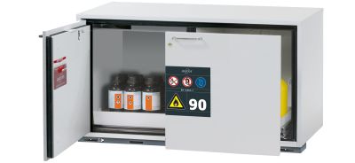 Unterbau-Sicherheitsschrank Typ 90, 110 cm breit, 57 cm tief, Schublade und Tür – asecos UB-ST-90 – Produktfoto asecos