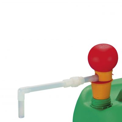 Kanisterpumpe aus PP, Handbetrieb, 14 l/min, mit Auslaufbogen – Produktfoto asecos
